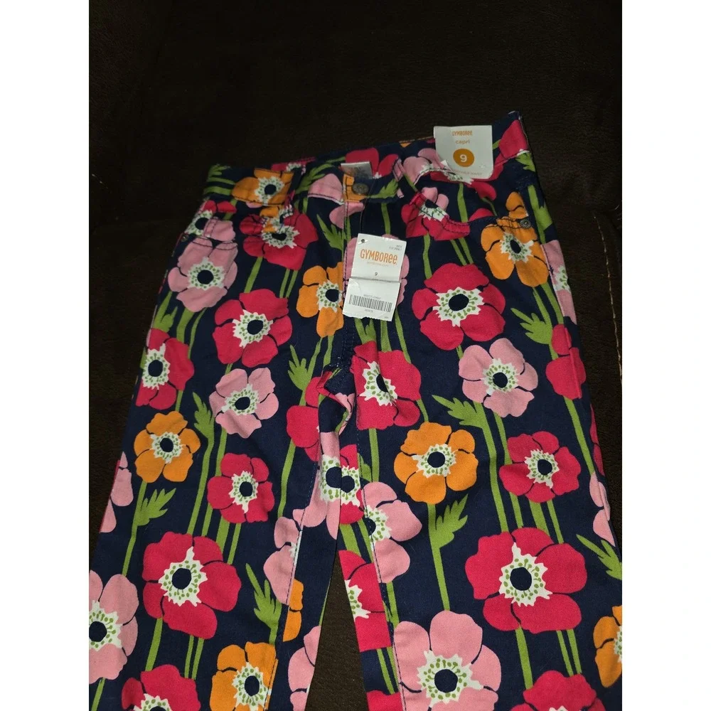 Gymboree blooming nautical floral‎ capris pants size 9 nwt new